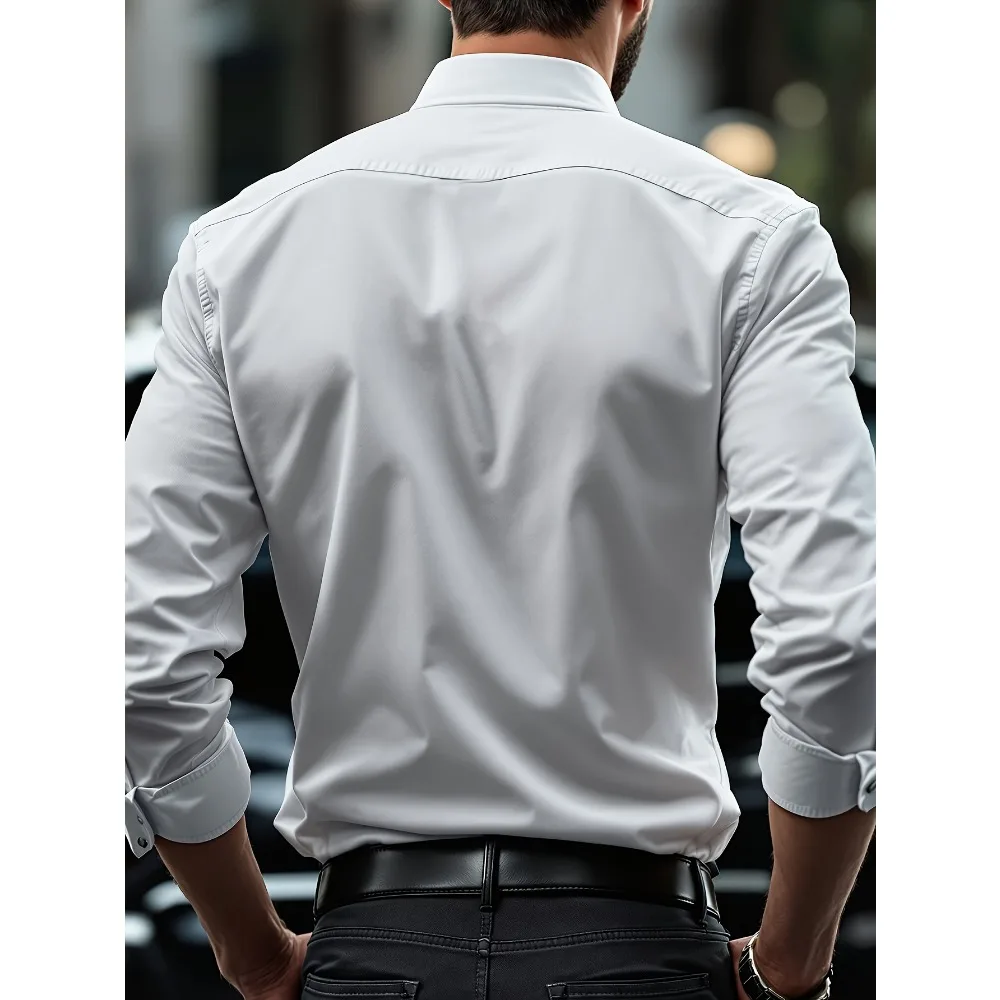 Men Casual White Shirt Brand Fashion